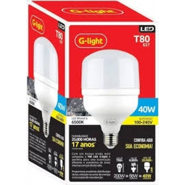 GLIGHT LED ENCE T80 40W E27 6500K AUTOVOLT