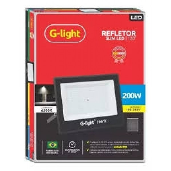 GLIGHT REFLETOR SLIM LED 200W 120 6500K  ALUMINIO