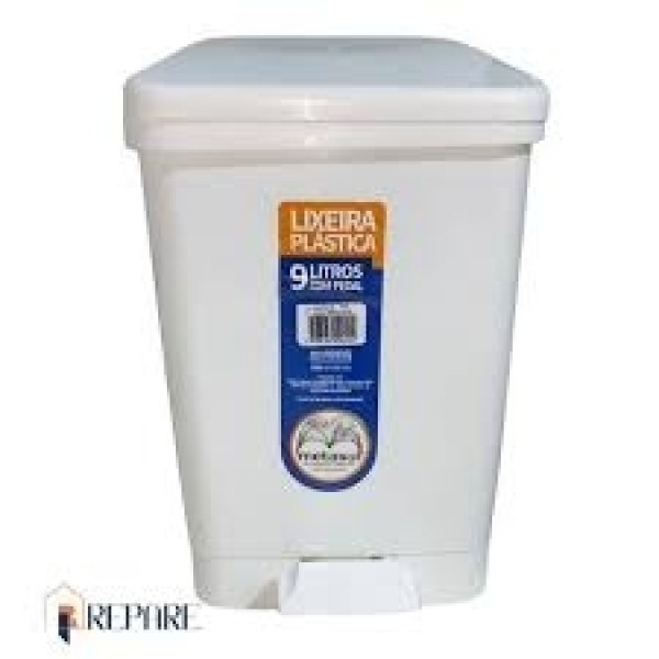 METASUL LIXEIRA PLAST 9L C/ PEDAL BRANCA