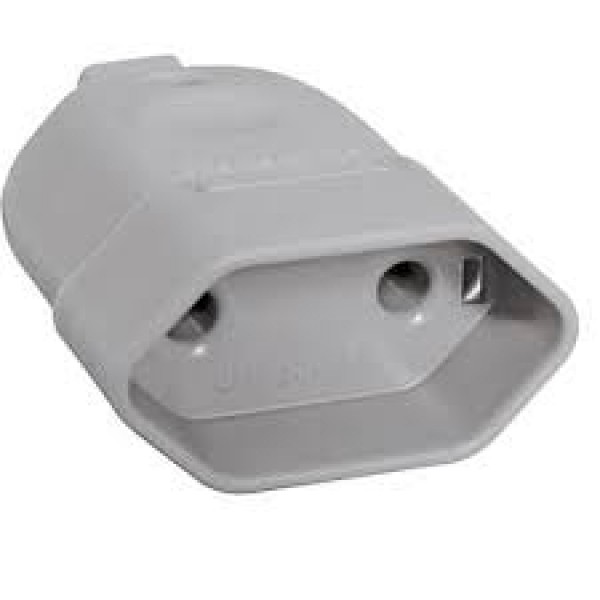 PEZZI PLUGUE FEMEA RETO 2P 10A 250V CINZA
