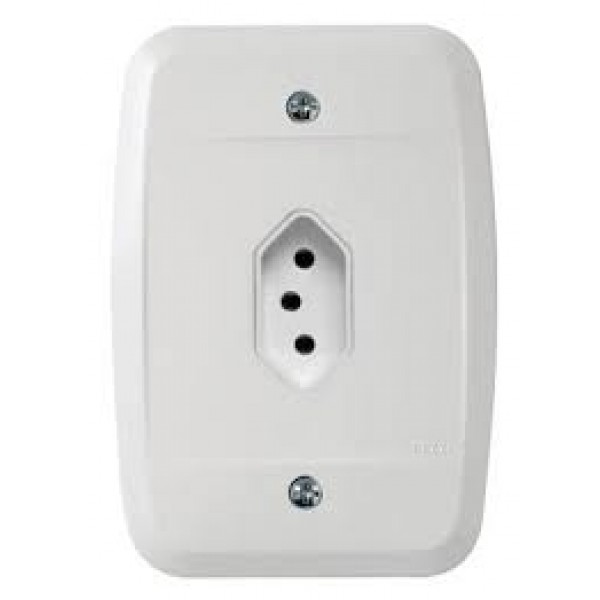 PEZZI TOM. VERTICAL 2P+T 10A 250V C/PLACA BRANCO