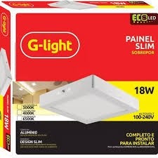 GLIGHT PAINEL SLIM LED QUADRADO SOBREPOR 18W 6500K